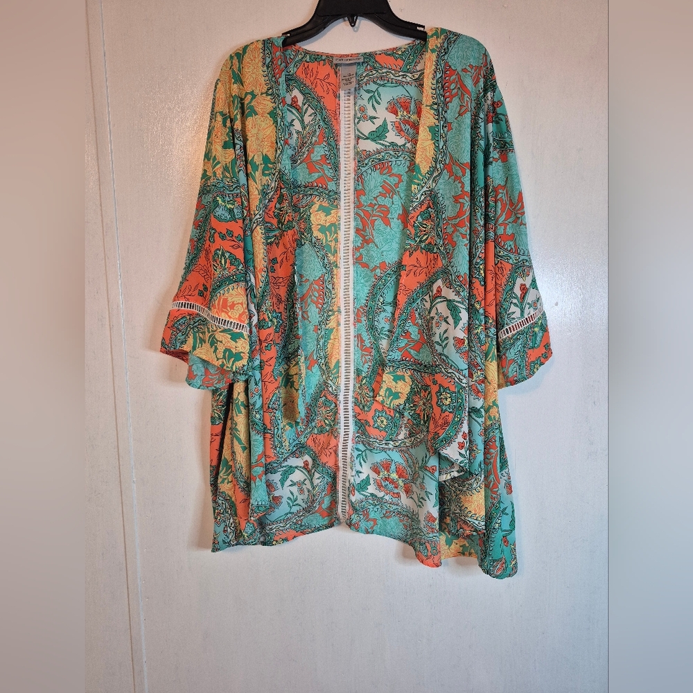 Vibrant Floral Open-Front Kimono